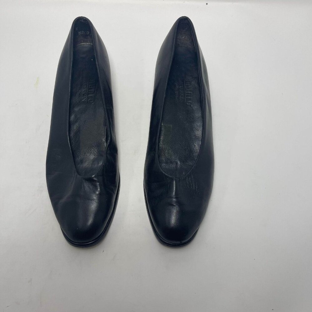 Munro American Block Heels Women Size 7 Black Leather Slip On Square Toe Latex